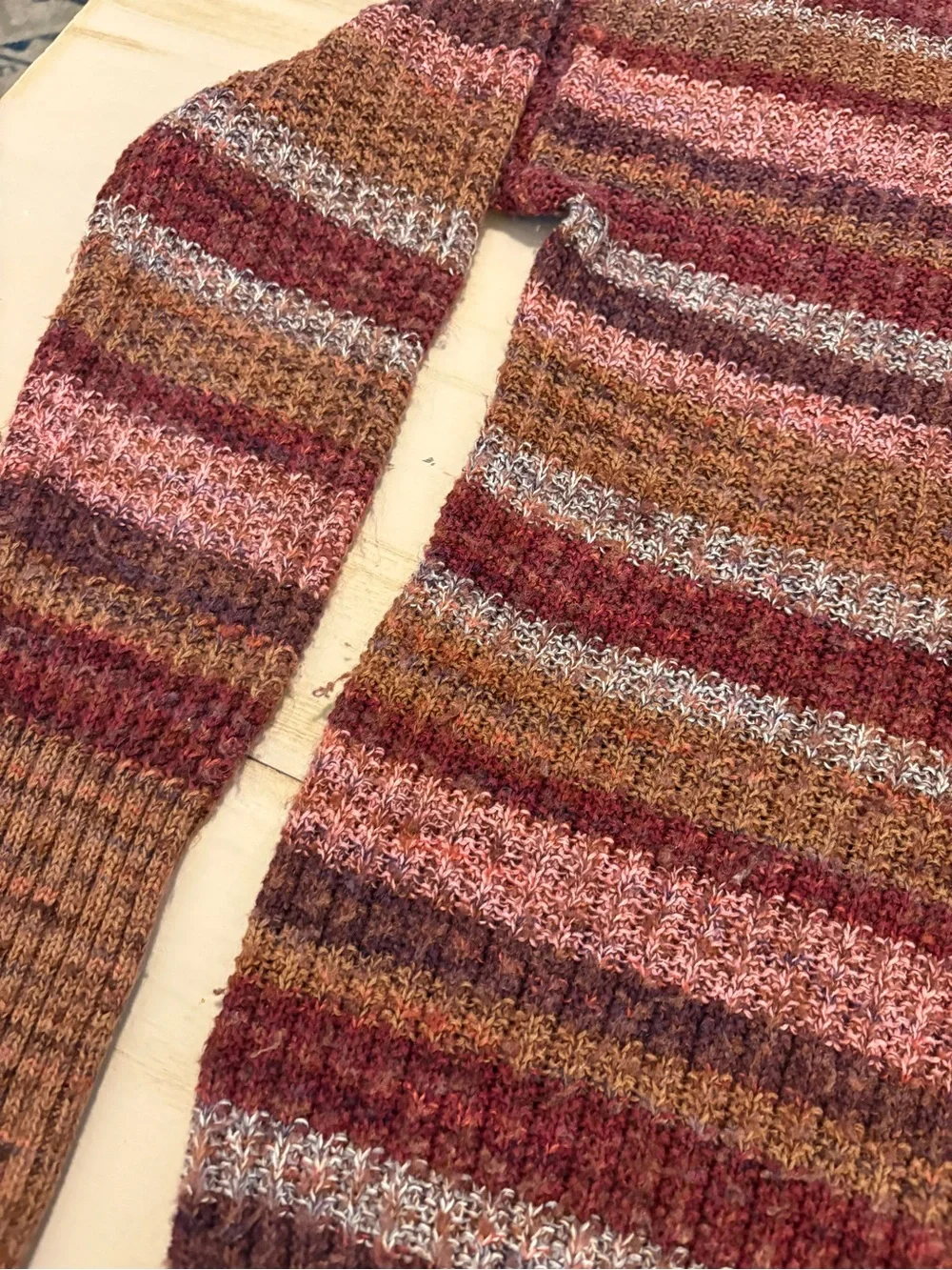 Maurices Men's Striped Crewneck Sweater in Rust, Pink & Maroon